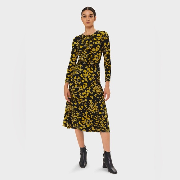 NEW Hobbs London Bayview Jersey Midi Dress Size 6 Long Sleeve Stretch Floral G44 - Picture 1 of 8